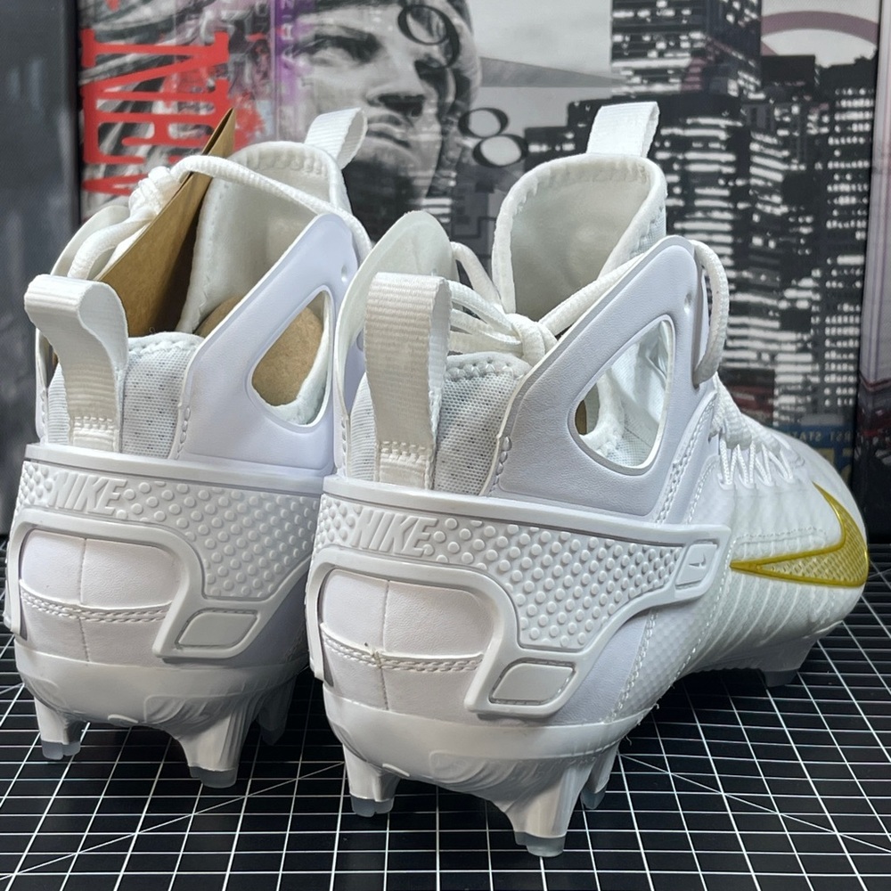Nike Men's Sz 11.5 Huarache 9 Elite LAX Lacrosse Cleats White/Gold FD0088-100 - Picture 4 of 9
